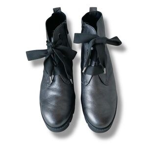 Gabor Metallic Pewter Leather Wedge Ankle Booties Size 6